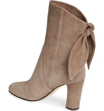 Shop Jimmy Choo Malene Knotted Bootie In Stone Suede