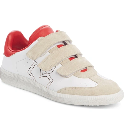 Shop Isabel Marant Beth Low Top Sneaker In White / Red