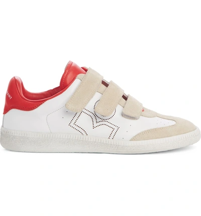 Shop Isabel Marant Beth Low Top Sneaker In White / Red