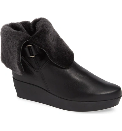 Shop Arche Fujosc Genuine Shearling Bootie In Noir Leather