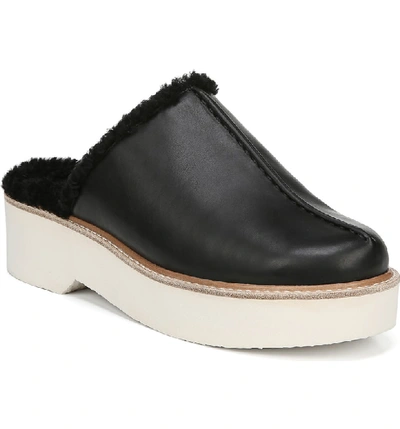 Shop Vince Adler Genuine Shearling Lined Platform Mule In Black