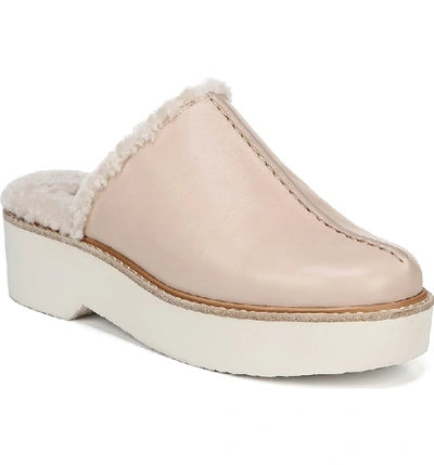 Shop Vince Adler Genuine Shearling Lined Platform Mule In Putty