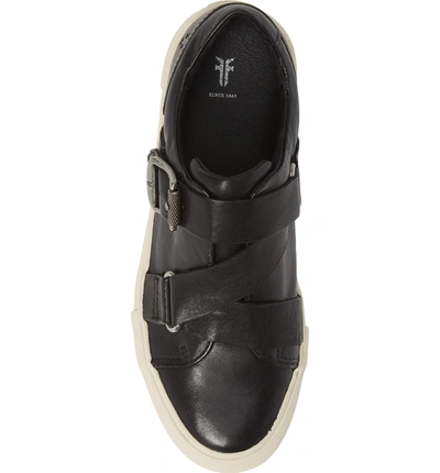 Shop Frye Gia Moto Low Sneaker In Black Leather