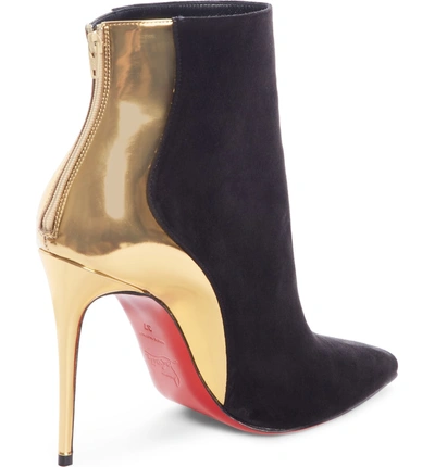 Shop Christian Louboutin Delicotte Pointy Toe Bootie In Black/ Gold