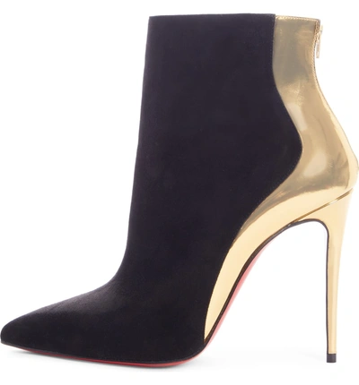 Shop Christian Louboutin Delicotte Pointy Toe Bootie In Black/ Gold