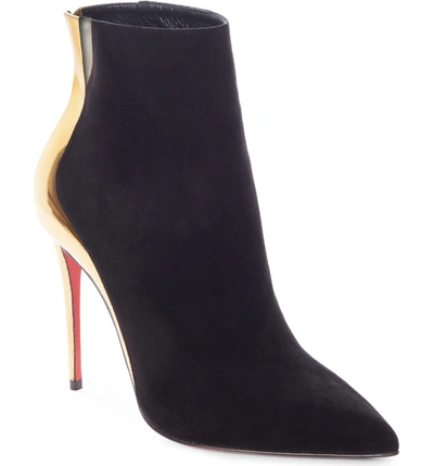 Shop Christian Louboutin Delicotte Pointy Toe Bootie In Black/ Gold