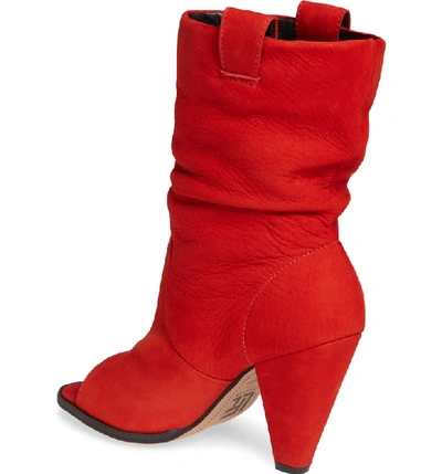 Shop Lust For Life Cleo Open Toe Bootie In Crimson Nubuck Leather