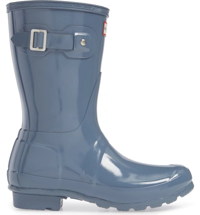 Shop Hunter Original Short Gloss Waterproof Rain Boot In Gull Gray