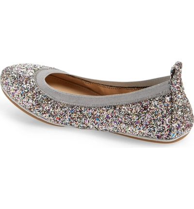 Shop Yosi Samra Samara Foldable Ballet Flat In Silver Rainbow Glitter