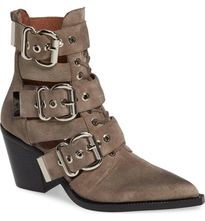 Shop Jeffrey Campbell Caceres Bootie In Taupe Suede