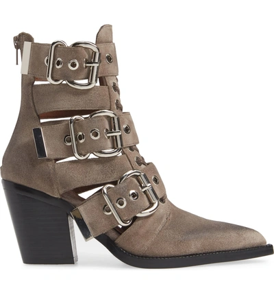 Shop Jeffrey Campbell Caceres Bootie In Taupe Suede