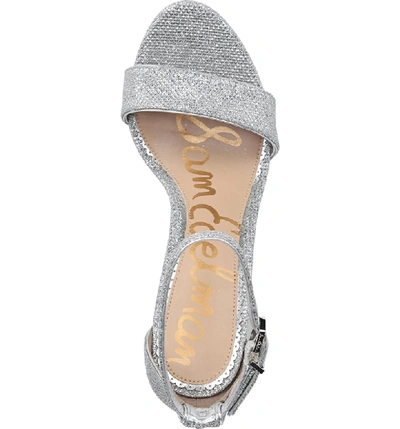 Shop Sam Edelman Yaro Ankle Strap Sandal In Soft Silver Fabric