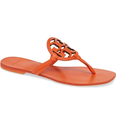 Shop Tory Burch Miller Square Toe Thong Sandal In Sweet Tangerine