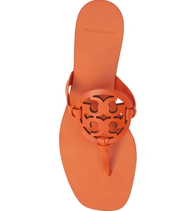 Shop Tory Burch Miller Square Toe Thong Sandal In Sweet Tangerine