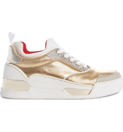 Shop Christian Louboutin Aurelien Donna Sneaker In Gold/ White