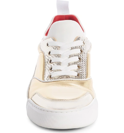 Shop Christian Louboutin Aurelien Donna Sneaker In Gold/ White