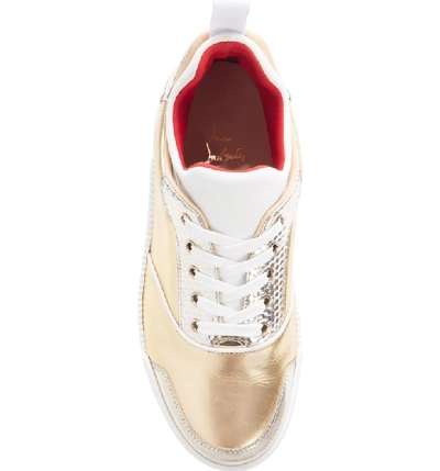 Shop Christian Louboutin Aurelien Donna Sneaker In Gold/ White
