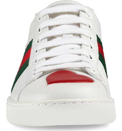 Shop Gucci New Ace Heart Sneaker In White