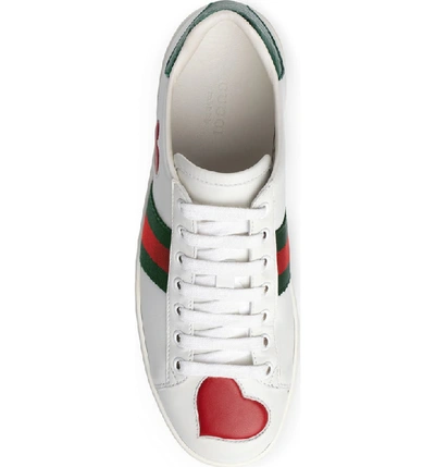 Shop Gucci New Ace Heart Sneaker In White