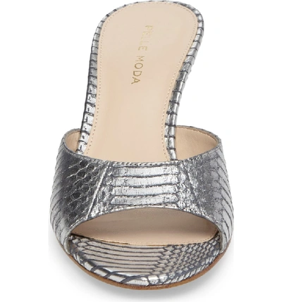 Shop Pelle Moda Bex Kitten Heel Slide In Silver Leather