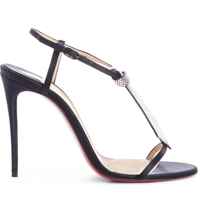 Shop Christian Louboutin T Cab Tie Embellished Sandal In Black/ Silver