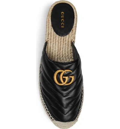 Shop Gucci Pilar Platform Espadrille Mule In Black Leather