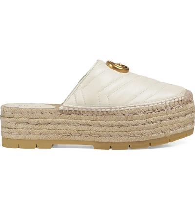 Shop Gucci Pilar Platform Espadrille Mule In White Leather