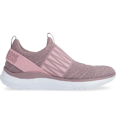 Shop Hoka One One Hupana Knit Jacquard Slip-on Running Shoe In Toadstool/ Grape Shake