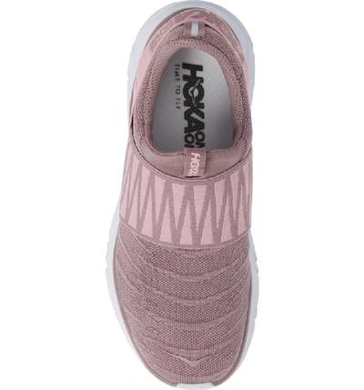 Shop Hoka One One Hupana Knit Jacquard Slip-on Running Shoe In Toadstool/ Grape Shake