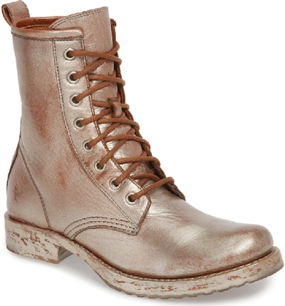 Shop Frye 'veronica Combat' Boot In Saddle Metallic Leather