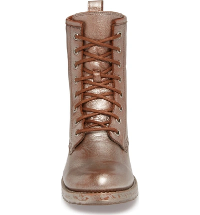 Shop Frye 'veronica Combat' Boot In Saddle Metallic Leather