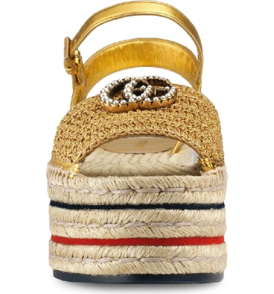 Shop Gucci Lilibeth Platform Espadrille Sandal In Gold