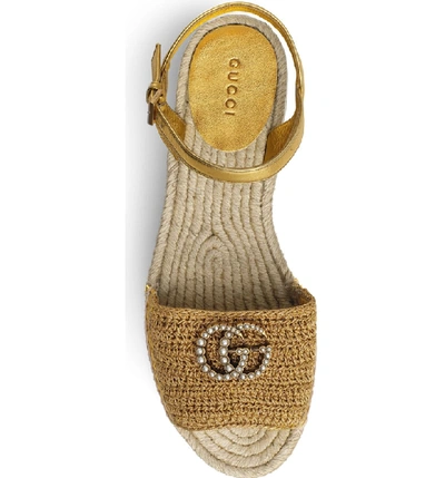 Shop Gucci Lilibeth Platform Espadrille Sandal In Gold