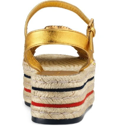 Shop Gucci Lilibeth Platform Espadrille Sandal In Gold