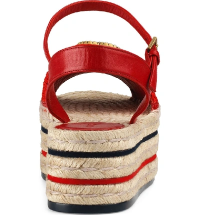Shop Gucci Lilibeth Gg Platform Espadrille Sandal In Hibiscus Red