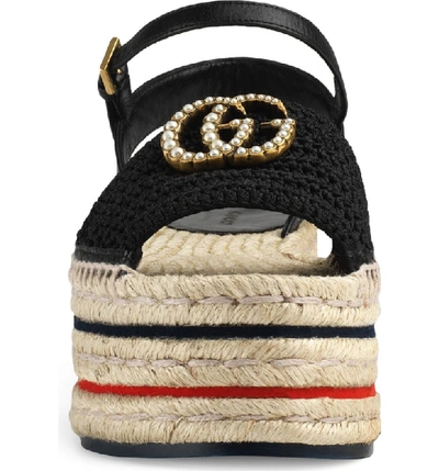 Shop Gucci Lilibeth Gg Platform Espadrille Sandal In Black