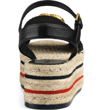 Shop Gucci Lilibeth Gg Platform Espadrille Sandal In Black