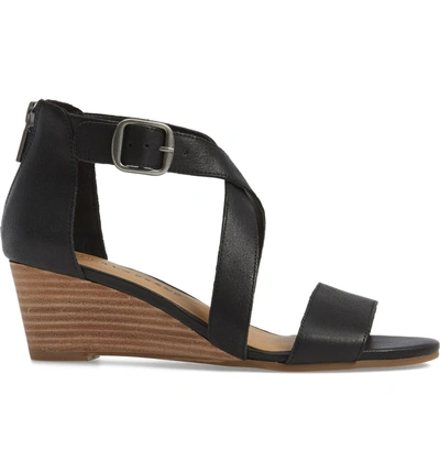 Shop Lucky Brand Jenley Wedge Sandal In Black Leather