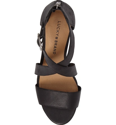 Shop Lucky Brand Jenley Wedge Sandal In Black Leather