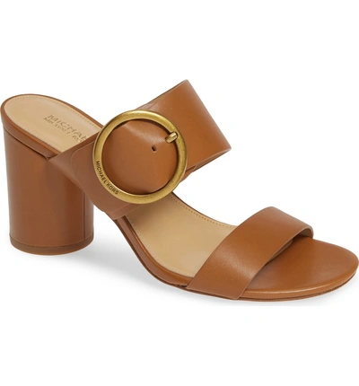 Shop Michael Michael Kors Estelle Wide Strap Sandal In Acorn Vachetta Leather