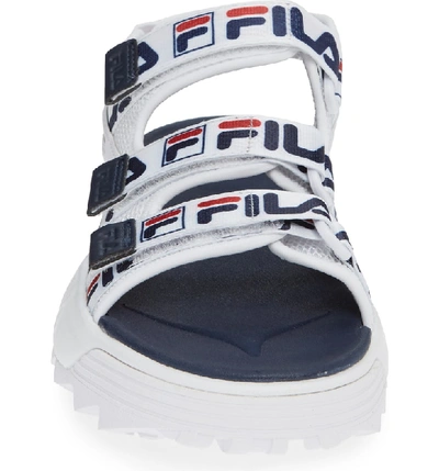 Shop Fila Disruptor Sandal In White/  Navy