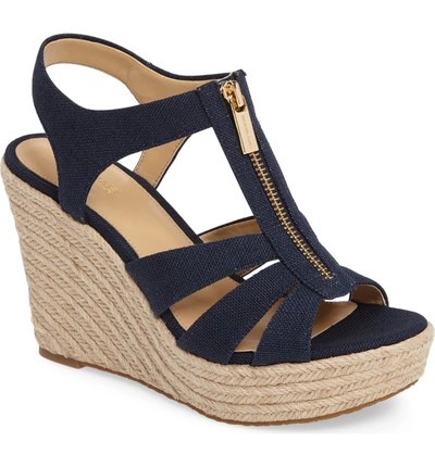 Shop Michael Michael Kors Berkley Platform Wedge In Navy Canvas