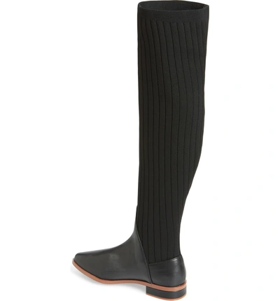 Shop Kelsi Dagger Brooklyn Alva Over The Knee Sock Knit Boot In Black Leather