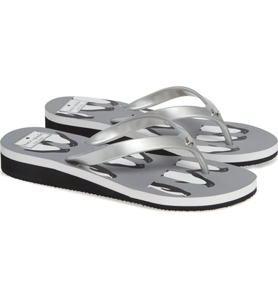 Shop Kate Spade Milli Wedge Flip-flop In Silver