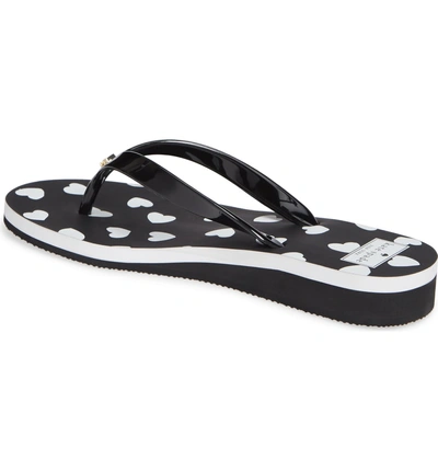 Shop Kate Spade Milli Wedge Flip-flop In Black/ White Heart