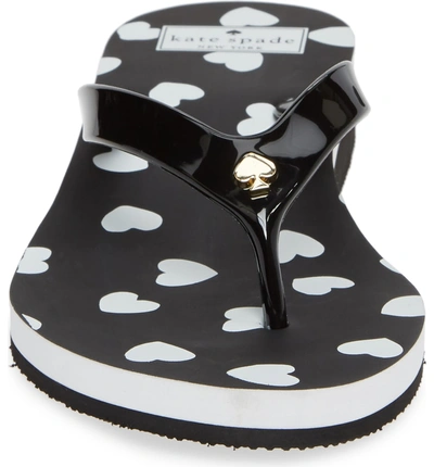 Shop Kate Spade Milli Wedge Flip-flop In Black/ White Heart