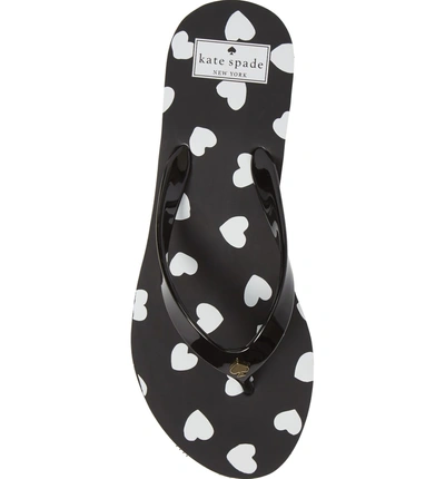 Shop Kate Spade Milli Wedge Flip-flop In Black/ White Heart