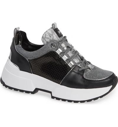 Michael Michael Kors Women's Cosmo Mixed Media Lace-up Sneakers In Black/  Silver Multi | ModeSens