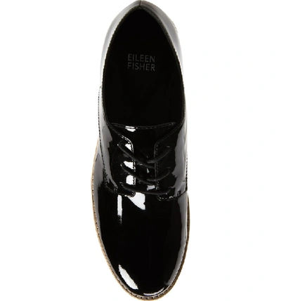 Shop Eileen Fisher Eddy Derby In Black Patent Leather