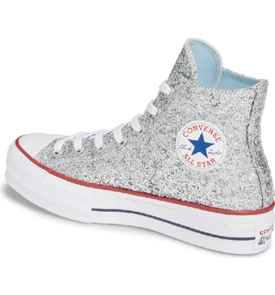 Shop Converse X Chiara Ferragni 70 Hi One Star Glitter Platform Sneaker In Silver Glitter